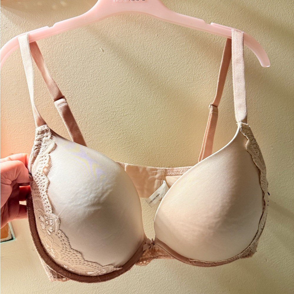 Lace Trimmed Beige Bra